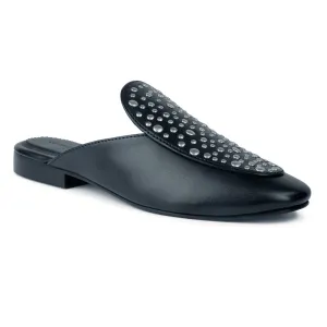 Black Slip-On Studded Mule