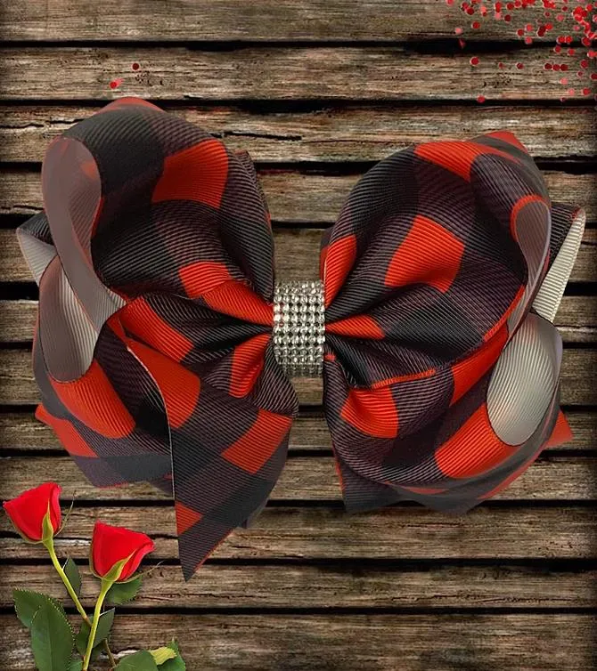 CHECKER RHINESTONE HAIR BOW