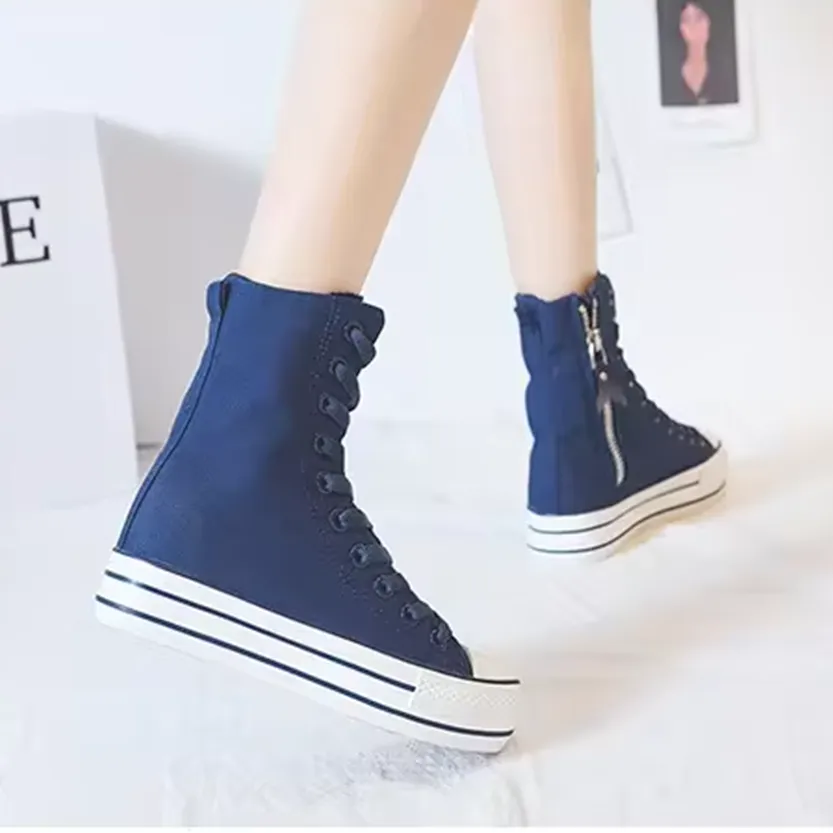 Funki Buys | Boots | Women's High-top Side Zip Canvas Sneaker