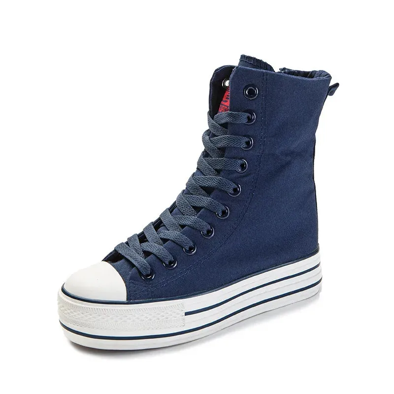 Funki Buys | Boots | Women's High-top Side Zip Canvas Sneaker