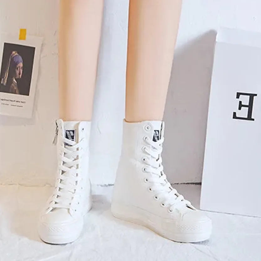 Funki Buys | Boots | Women's High-top Side Zip Canvas Sneaker
