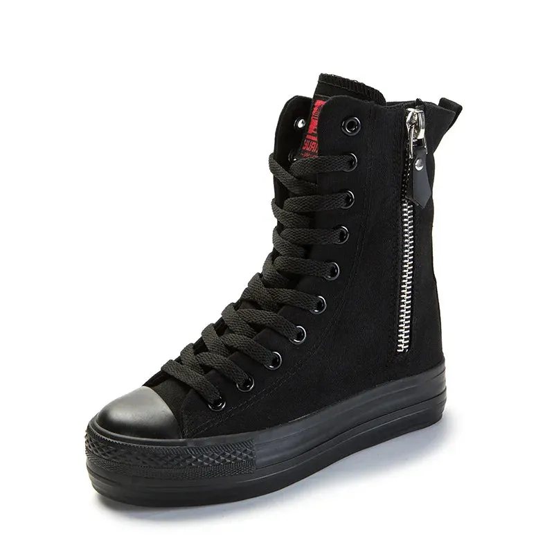 Funki Buys | Boots | Women's High-top Side Zip Canvas Sneaker