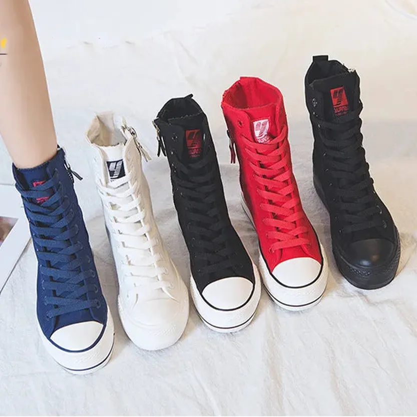 Funki Buys | Boots | Women's High-top Side Zip Canvas Sneaker