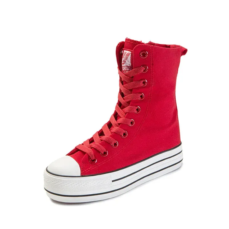 Funki Buys | Boots | Women's High-top Side Zip Canvas Sneaker