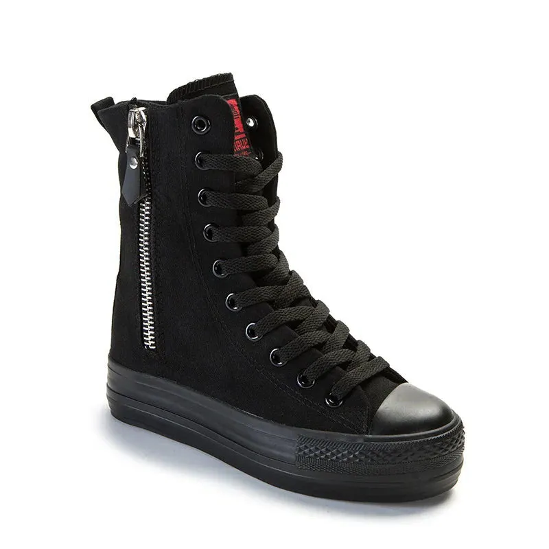 Funki Buys | Boots | Women's High-top Side Zip Canvas Sneaker