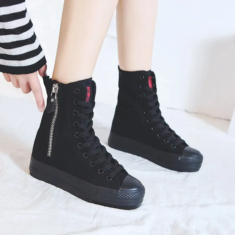 Funki Buys | Boots | Women's High-top Side Zip Canvas Sneaker