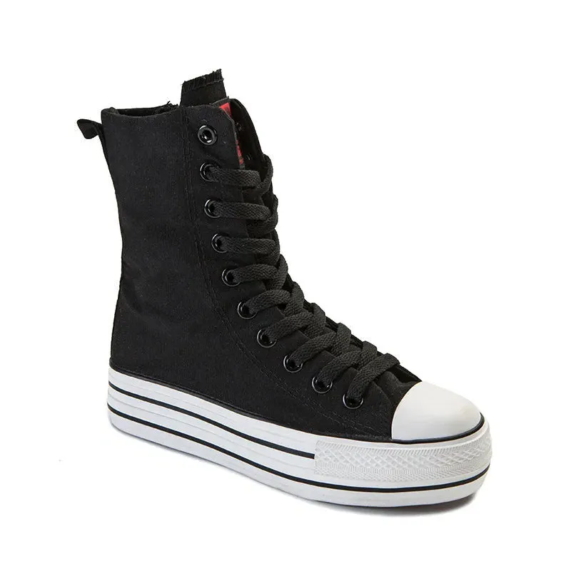 Funki Buys | Boots | Women's High-top Side Zip Canvas Sneaker