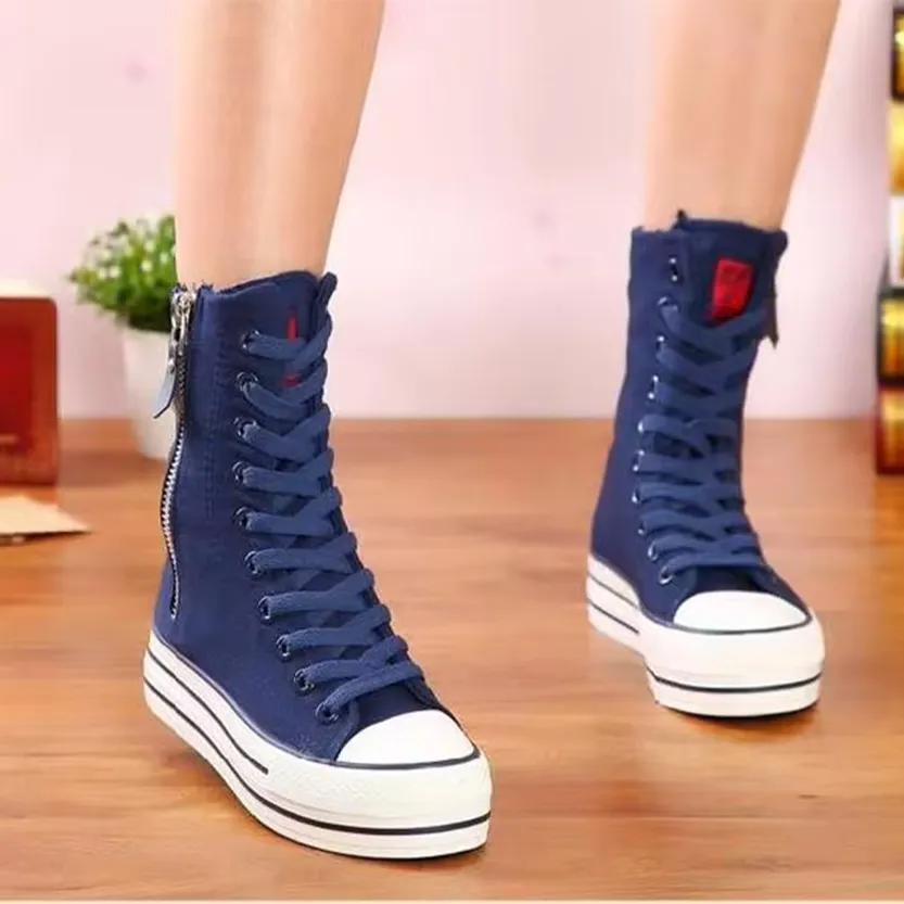 Funki Buys | Boots | Women's High-top Side Zip Canvas Sneaker