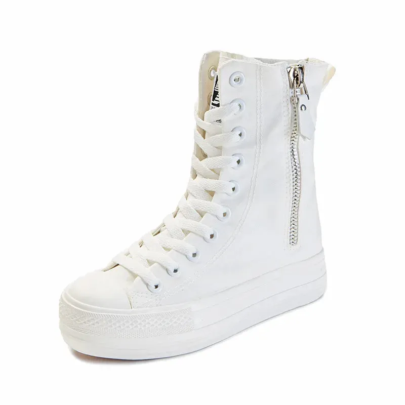 Funki Buys | Boots | Women's High-top Side Zip Canvas Sneaker