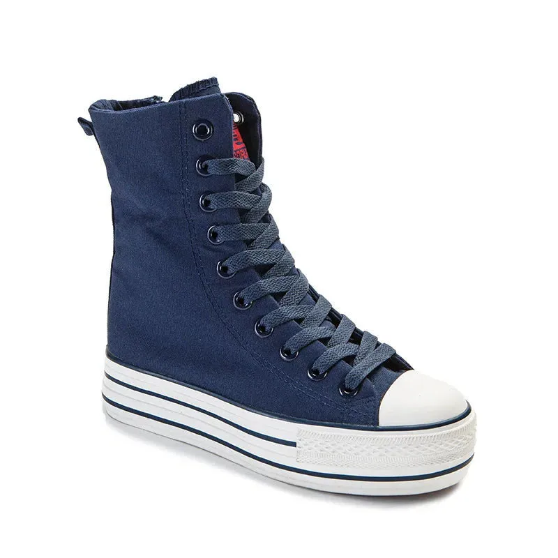 Funki Buys | Boots | Women's High-top Side Zip Canvas Sneaker