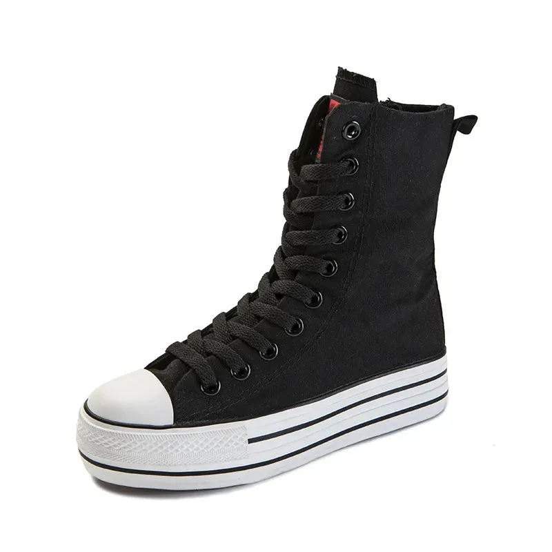 Funki Buys | Boots | Women's High-top Side Zip Canvas Sneaker
