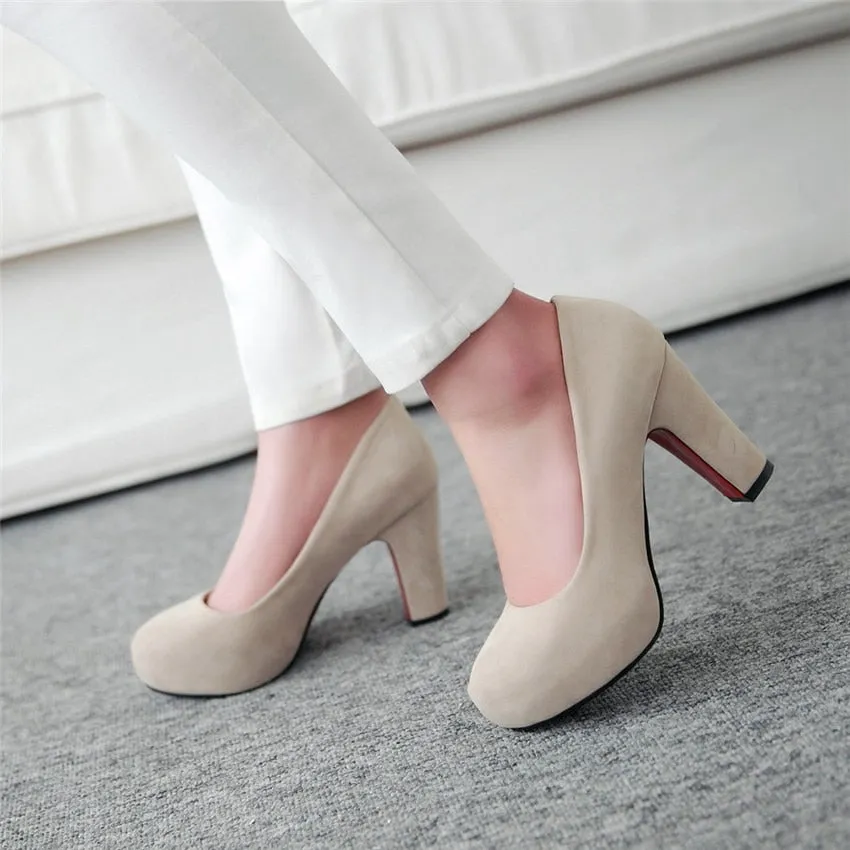 Funki Buys | Shoes | Women's Faux Suede High Chunky Heels