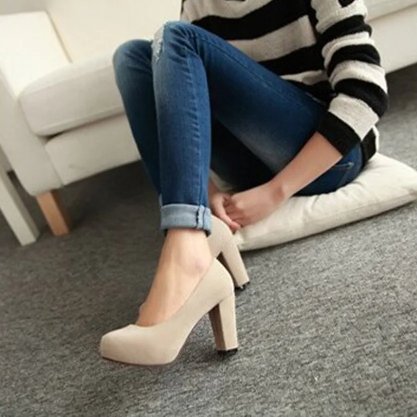 Funki Buys | Shoes | Women's Faux Suede High Chunky Heels