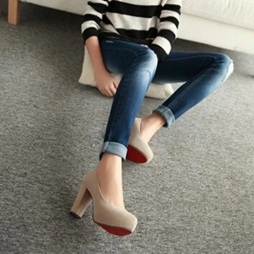 Funki Buys | Shoes | Women's Faux Suede High Chunky Heels
