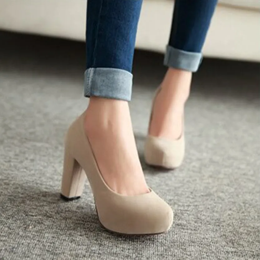 Funki Buys | Shoes | Women's Faux Suede High Chunky Heels
