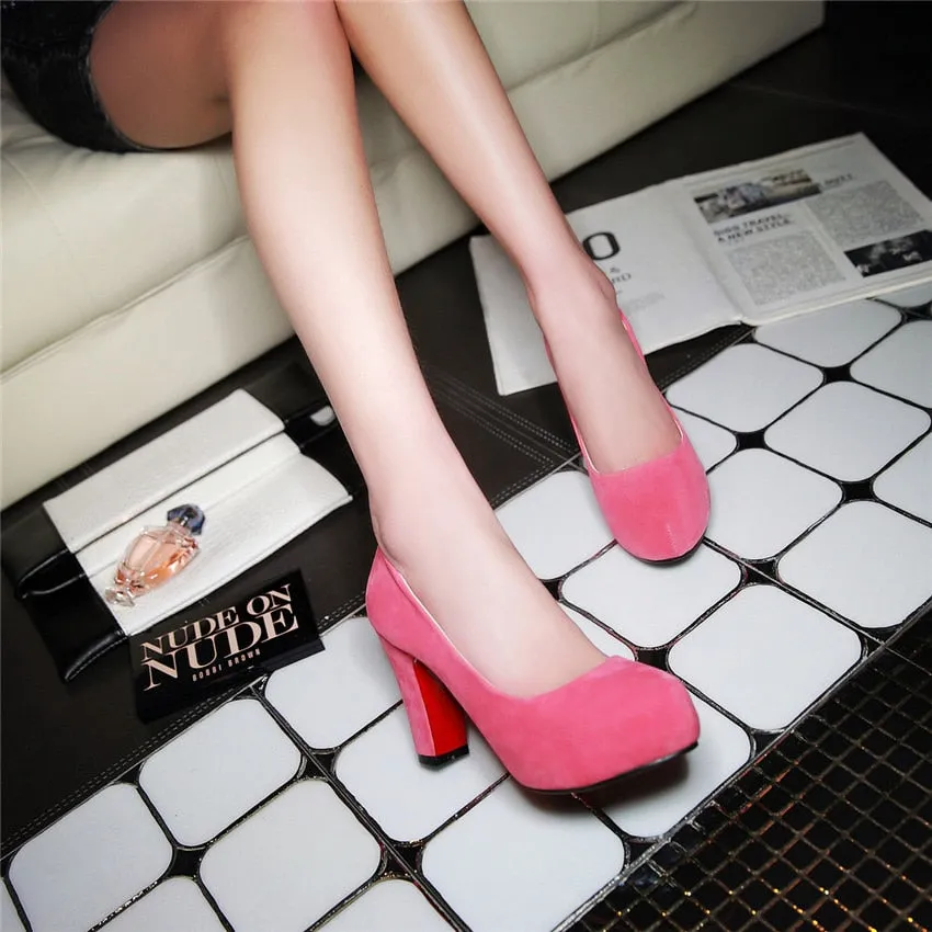 Funki Buys | Shoes | Women's Faux Suede High Chunky Heels