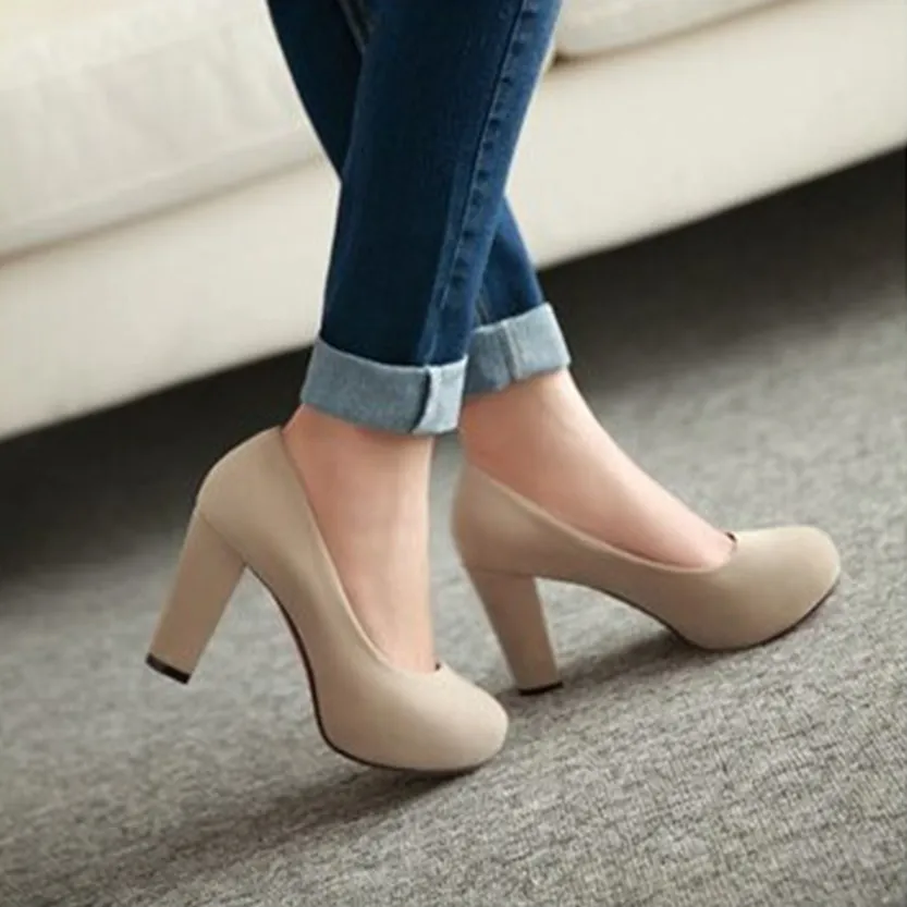 Funki Buys | Shoes | Women's Faux Suede High Chunky Heels