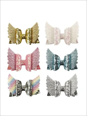 Girls Sequin Princess Angel Wing Hair Bow