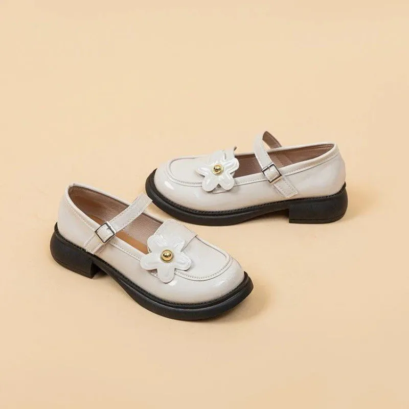 Hnzxzm Fashion Platform Pu Leather Shoes Women's Sweet Girls New Japanese Lolita Jk Uniform Mid Heel Mary Jane Shoes