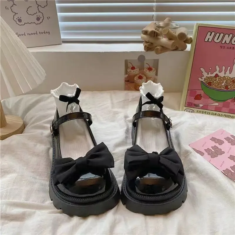 Hnzxzm Spring Maid Mary Jane Butterfly Buckle Women Shoes Fashion Lolita Harajuku Girls Student Uniform Platform Flats Creepers