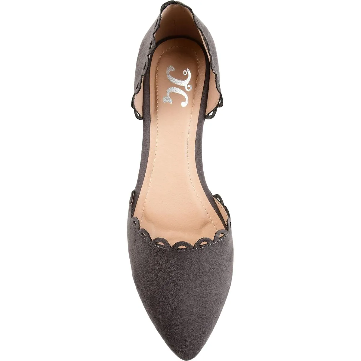 Journee Collection Womens Jezlin Scalloped Slip On Pointed Toe Flats