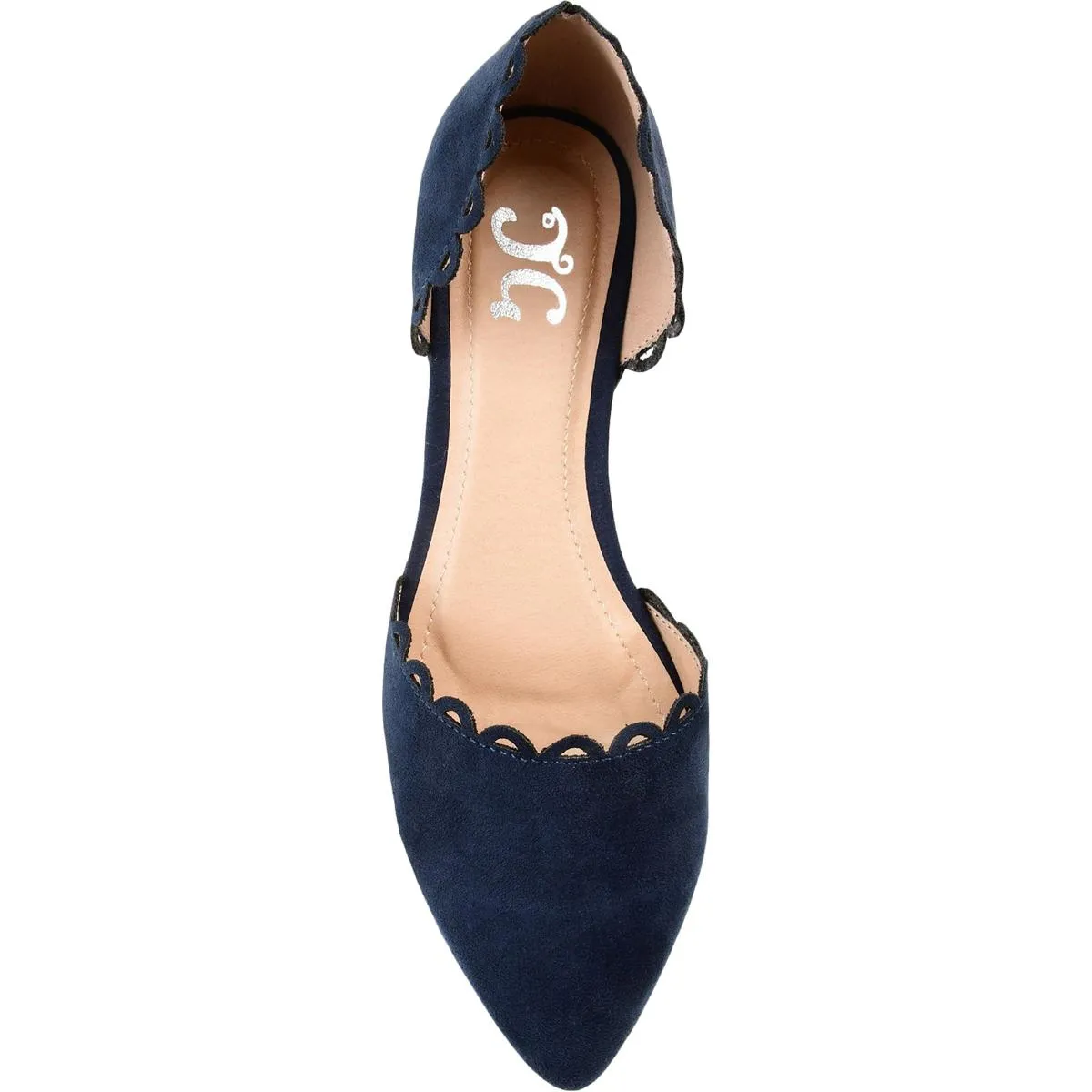 Journee Collection Womens Jezlin Scalloped Slip On Pointed Toe Flats