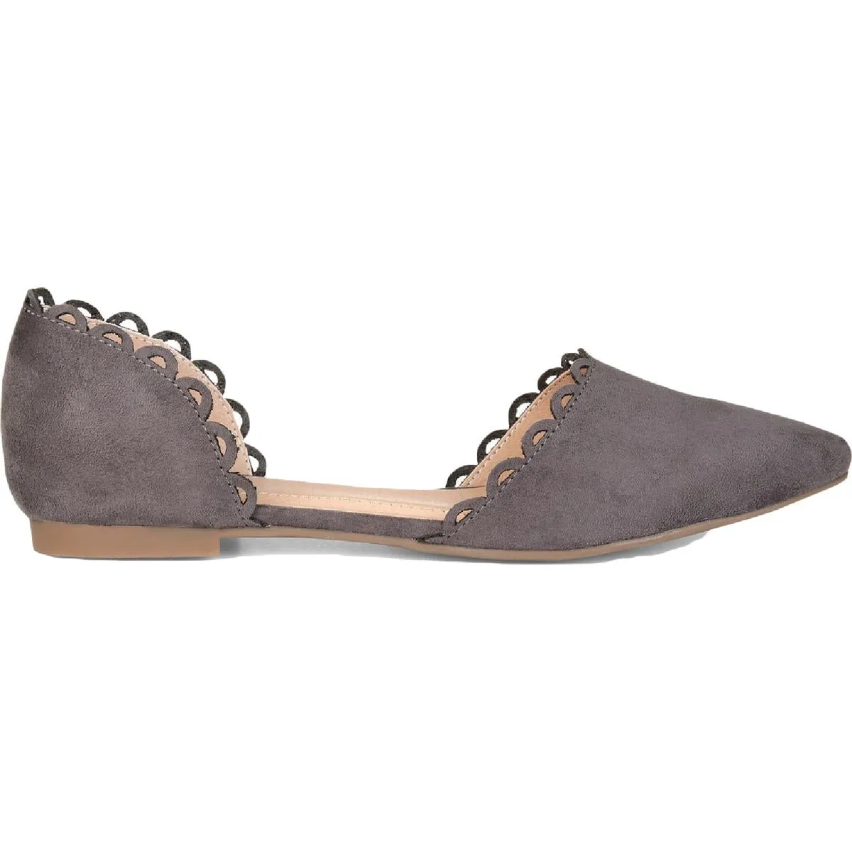 Journee Collection Womens Jezlin Scalloped Slip On Pointed Toe Flats