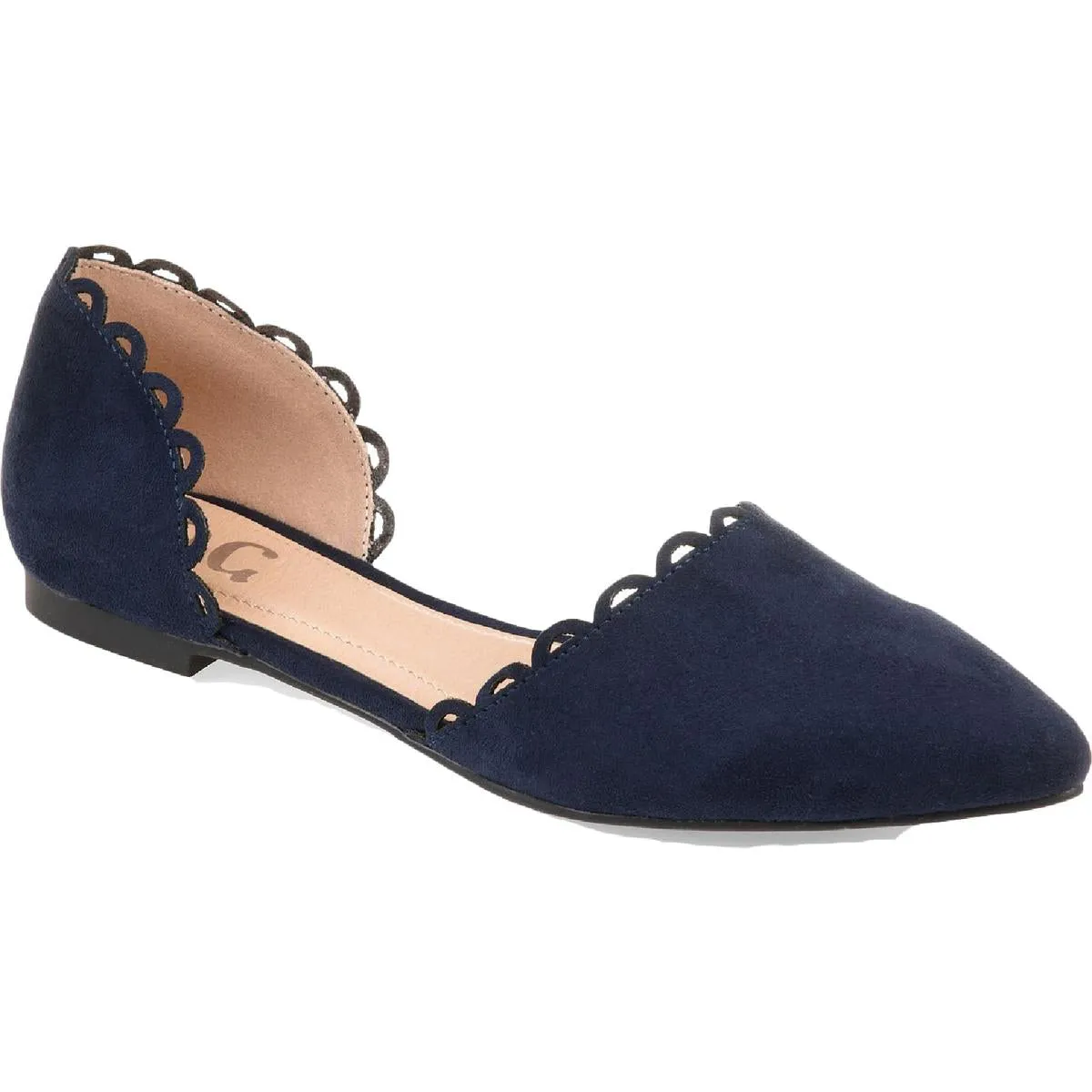 Journee Collection Womens Jezlin Scalloped Slip On Pointed Toe Flats