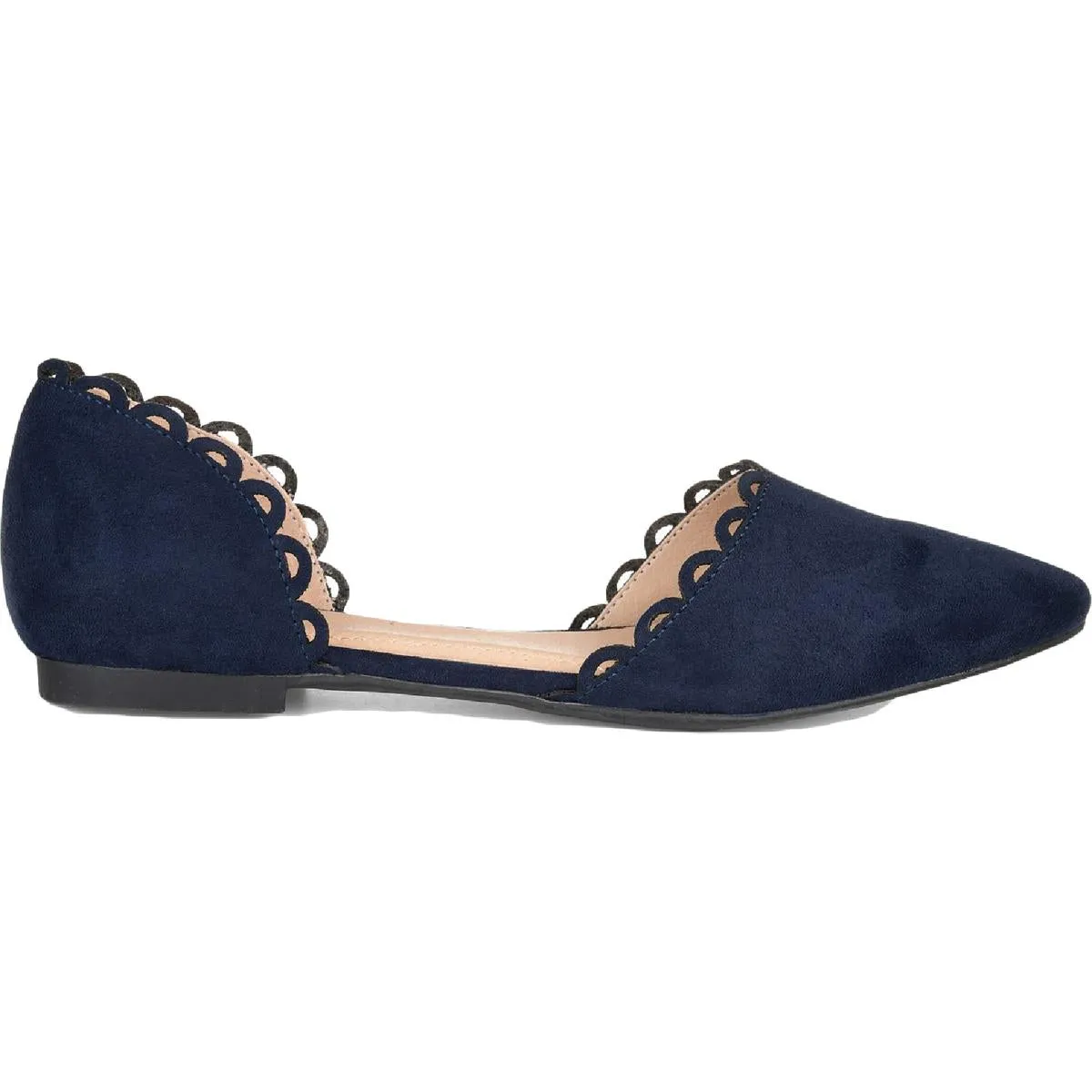 Journee Collection Womens Jezlin Scalloped Slip On Pointed Toe Flats