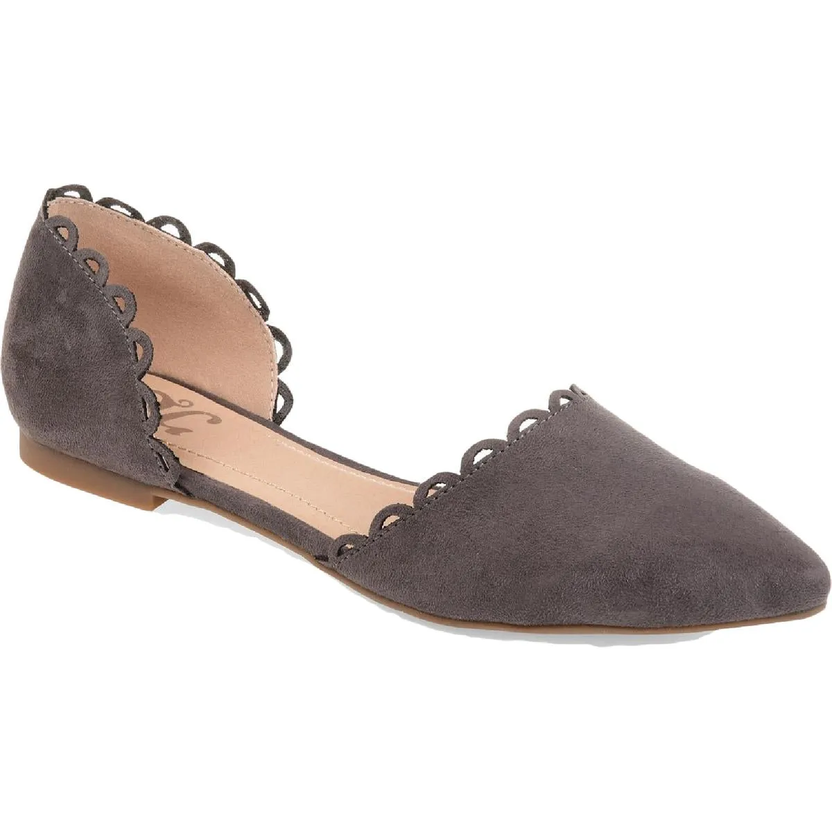 Journee Collection Womens Jezlin Scalloped Slip On Pointed Toe Flats