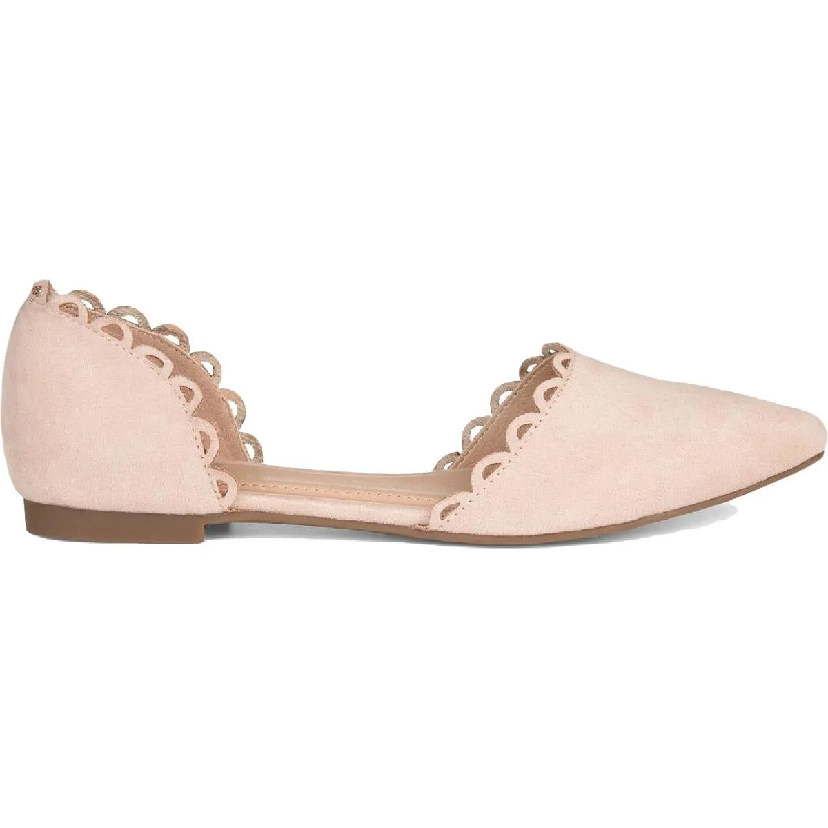 Journee Collection Womens Jezlin Scalloped Slip On Pointed Toe Flats
