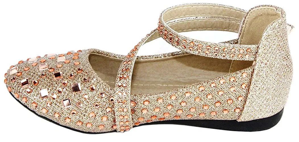 Link Girls Cute Rhinestone Ballet Ballerina Flats