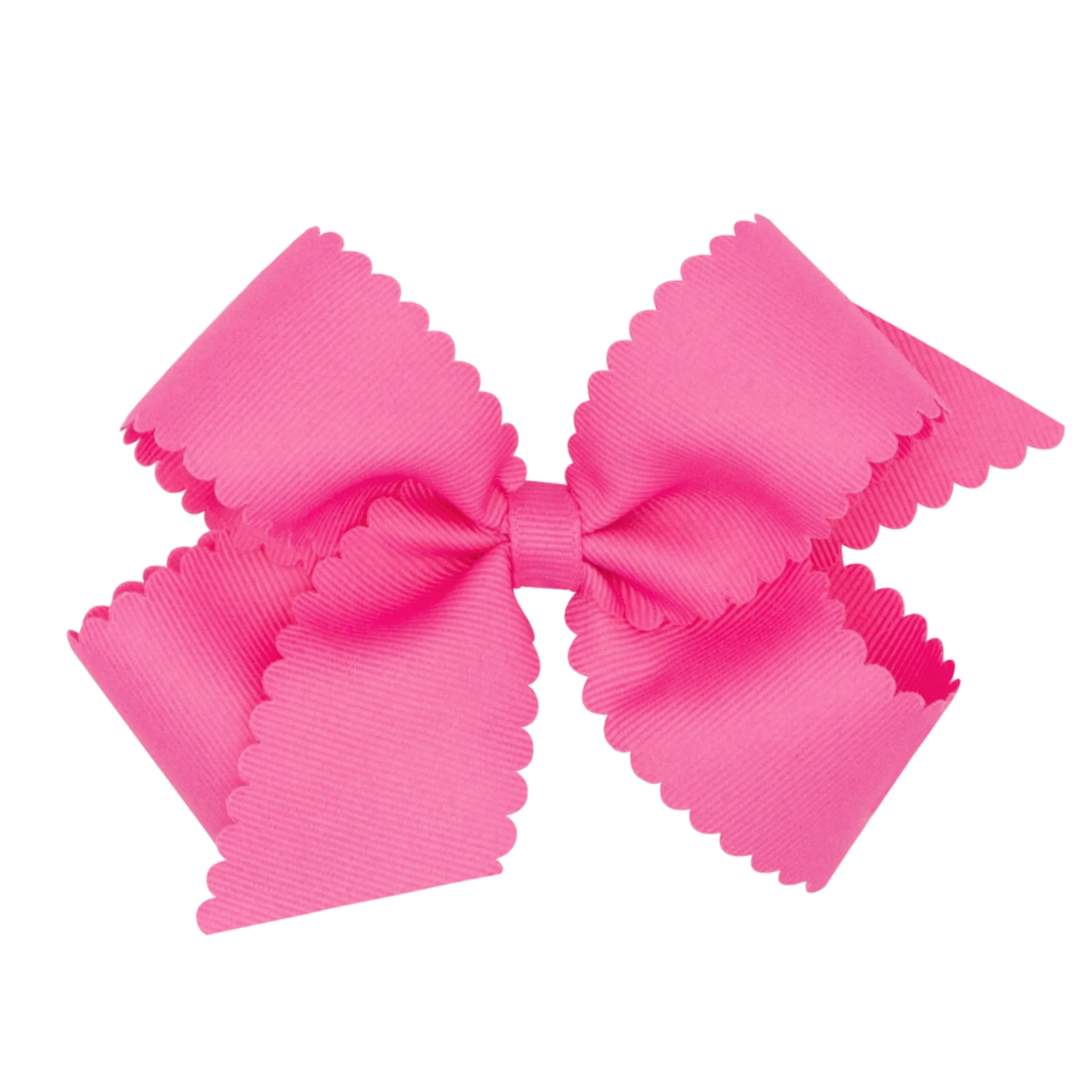 Medium Scalloped Edge Grosgrain Bow - Hot Pink