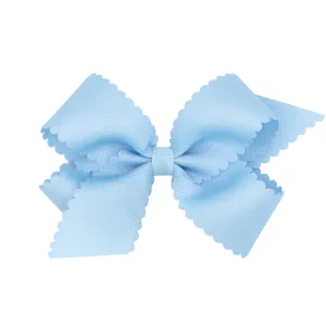 Medium Scalloped Edge Grosgrain Bow - Millennium Blue