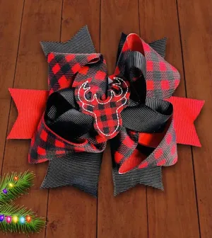 PLAID ANTLERS HAIR BOW