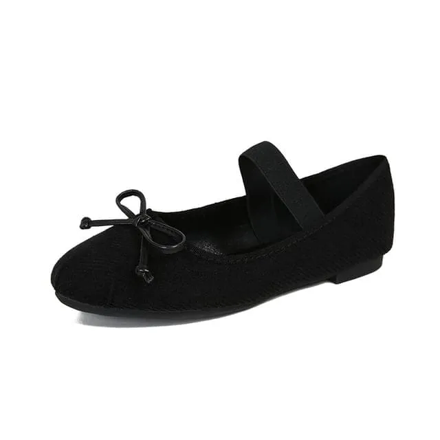 Plain Bow Accent Mary Jane Flats