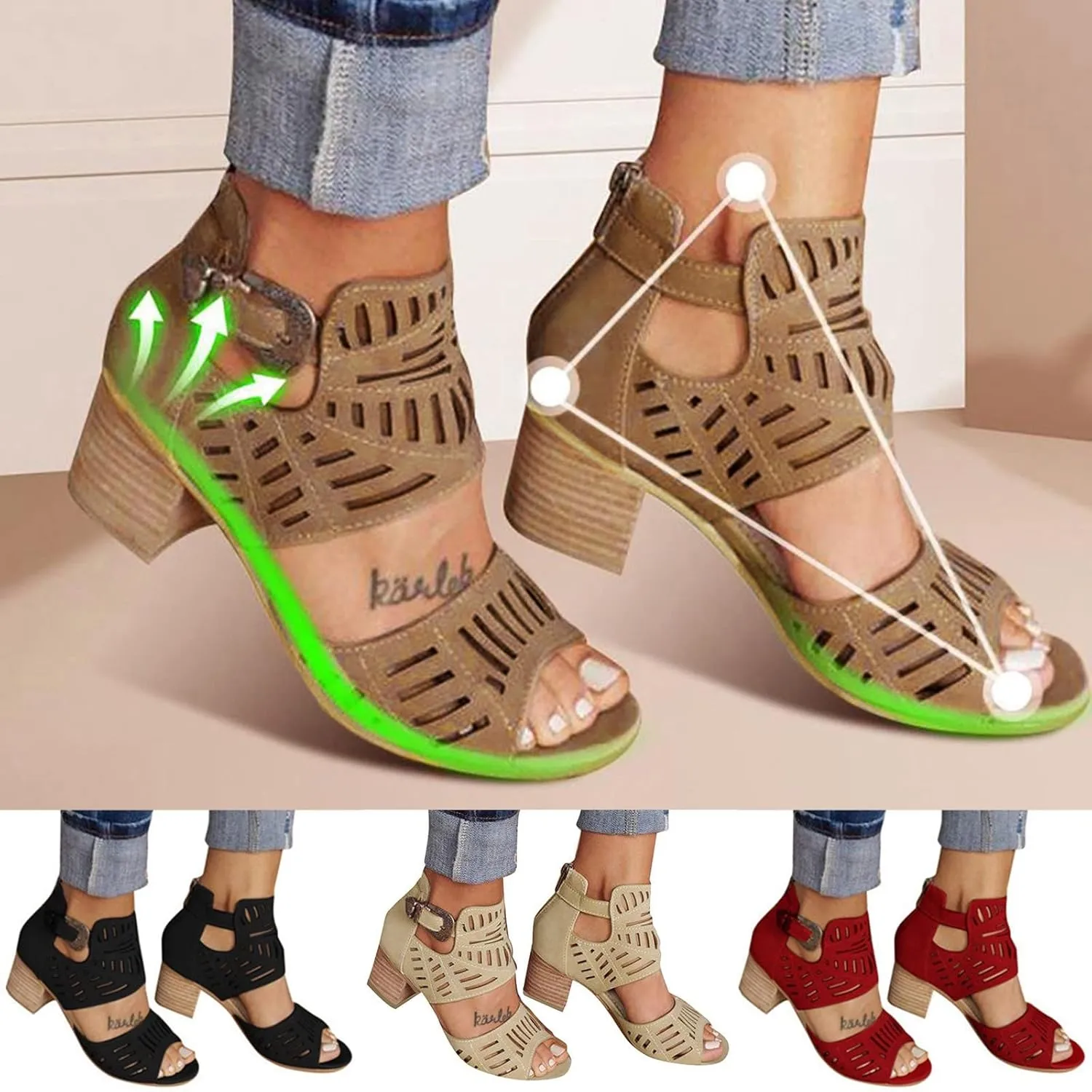 Shoes for Women Dressy, Women's Suede Peep Toe Ankle Booties Cut Out Stacked Block Heel Ankle Boots Women