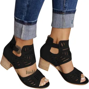 Shoes for Women Dressy, Women's Suede Peep Toe Ankle Booties Cut Out Stacked Block Heel Ankle Boots Women