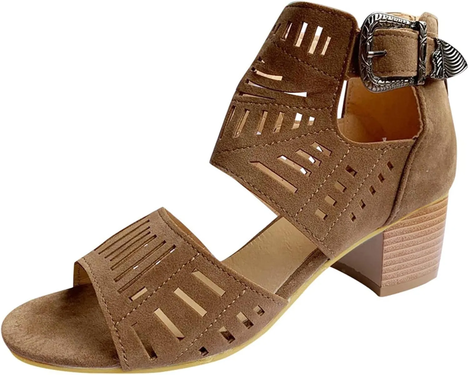 Shoes for Women Dressy, Women's Suede Peep Toe Ankle Booties Cut Out Stacked Block Heel Ankle Boots Women