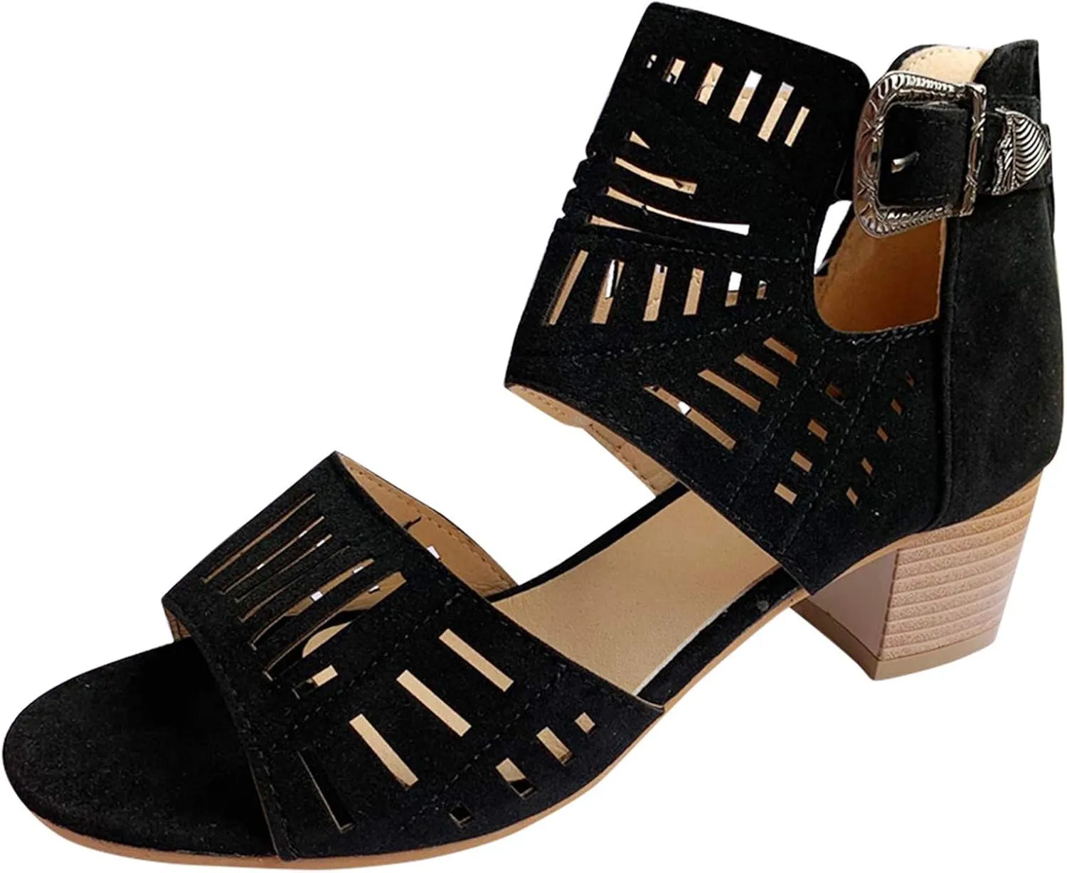 Shoes for Women Dressy, Women's Suede Peep Toe Ankle Booties Cut Out Stacked Block Heel Ankle Boots Women