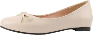 Women's Round Toe Flat Heel Loafers Slip-on Dress Shoes with Bows
